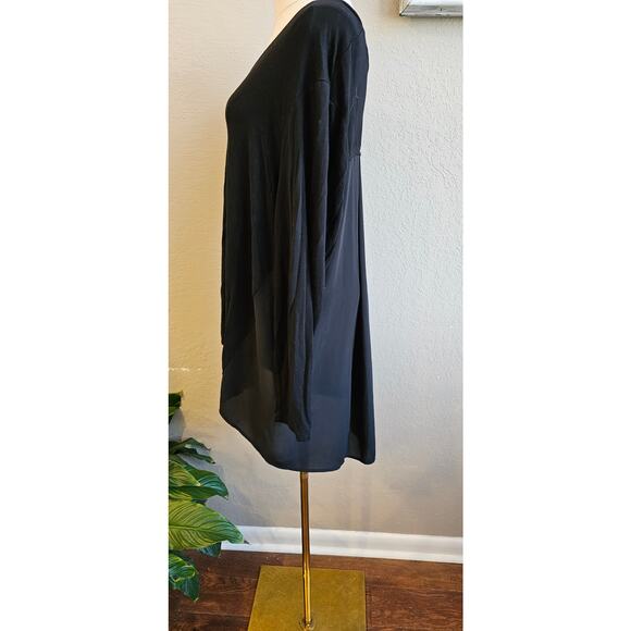 Chico's Relaxed Fit Hi-‎ Low Hem Woven-Back Tunic Top Women Size 3P XLP Black - Picture 4 of 9